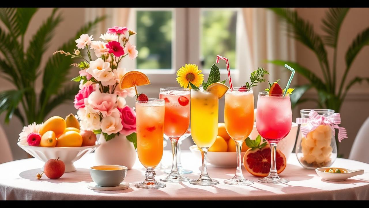 Mesa de buffet con mocktails